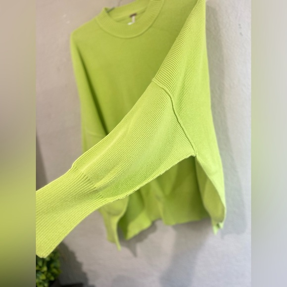 Free People Womens Easy Street Ribbed Knit Tunic Sweater Top Med Citron Green - Picture 11 of 13